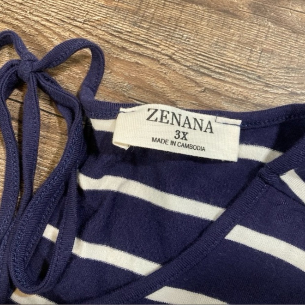 Zenana Wide Leg Jumpsuit Navy & White Stripe Cropped Length Size 3X - Picture 2 of 8